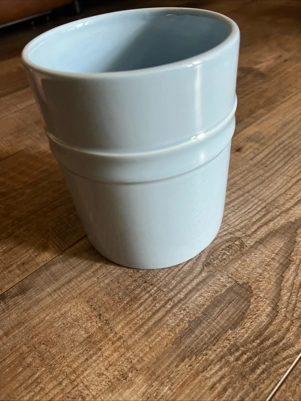 Hobby Lobby Light Blue Ceramic Utensil Crock with Bow Accent and z4 qt